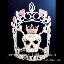 Full Crystal halloween skull crown, wholesale halloween crown